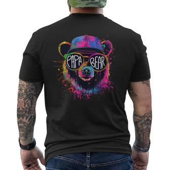 Papa Bear Face Sunglasses Papa Bear Lover Father's Day Men's T-shirt Back Print - Seseable