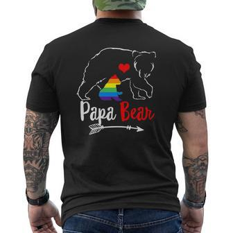 Papa Bear Proud Dad Daddy Ally Lgbtq Rainbow Flag Human Mens Back Print T-shirt | Mazezy