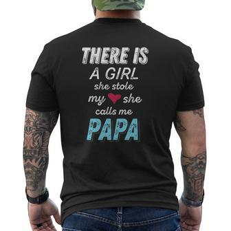Papa From Daughter She Stole My Heart Mens Back Print T-shirt | Mazezy