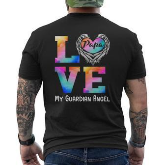Papa Is My Guardian Angel Love Peace Forever Dad In Heaven Mens Back Print T-shirt | Mazezy