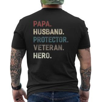 Papa Husband Protector Veteran Hero Dad Men Mens Back Print T-shirt | Mazezy CA