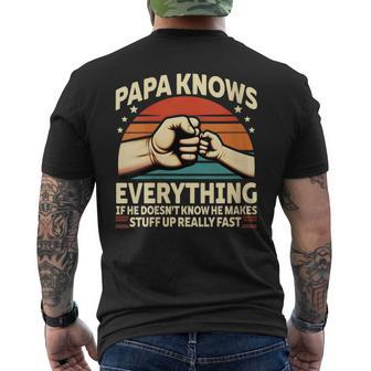 Papa Knows Everything Dad Jokes Father's Day Men's T-shirt Back Print - Thegiftio UK