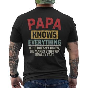 Papa Knows Everything Father's Day Papa Men's T-shirt Back Print | Mazezy