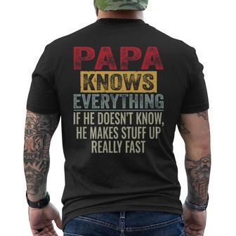Papa Knows Everything Father's Day Papa Vintage Men's T-shirt Back Print - Thegiftio UK