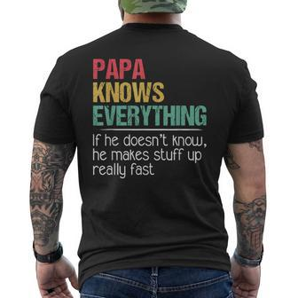 Papa The Man The Myth The Bad Influence He Knows Everything Men's T-shirt Back Print - Seseable