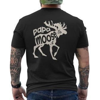 Papa Moose Fathers Day Men Dad Daddy Family Matching Mens Back Print T-shirt | Mazezy