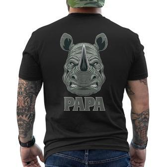 Papa Rhino Rhinoceros Fathers Day Grandpa For Men Men's T-shirt Back Print - Monsterry CA