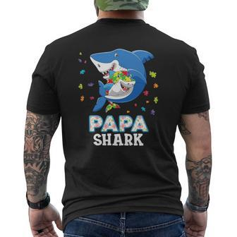 Papa Shark Autism Awareness Rainbow Puzzle Matching Do Mens Back Print T-shirt | Mazezy