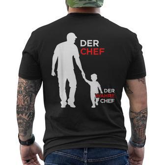 Papa Sohn Wahre Chef Füratertag Geburtstag Weihnachten T-Shirt mit Rückendruck - Geschenkecke