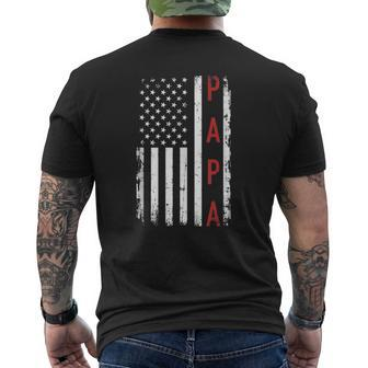 Papa With Us American Flag Mens Back Print T-shirt | Mazezy