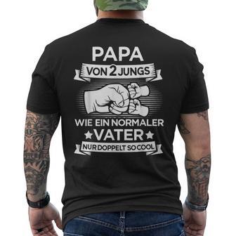 Papa Zwei Jungs Für Zweifachenateron 2 Söhnenatertag T-Shirt mit Rückendruck - Geschenkecke