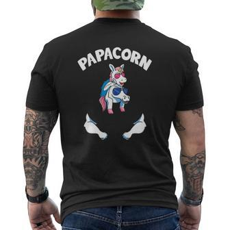 Papacorn 1 Kid Papa Pink Unicorn Father Daughter Mens Back Print T-shirt | Mazezy