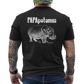 Papapotamus Father Hippo Dad Father's Day Papa Hippopotamus Mens Back Print T-shirt | Mazezy