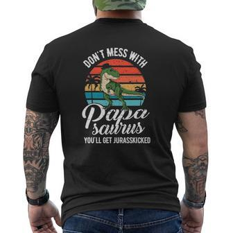 Papasaurus Rex Dinosaur Paparex Father's Day Dino Mens Back Print T-shirt | Mazezy