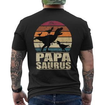 Papasaurus T Rex Dinosaur Triplet Dino Daddy Papa Saurus Men's T-shirt Back Print - Monsterry DE
