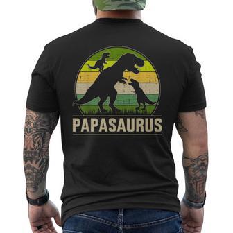 Papasaurus Zwei Kinder Für Papa Zumatertag Weihnachten T-Shirt mit Rückendruck - Geschenkecke