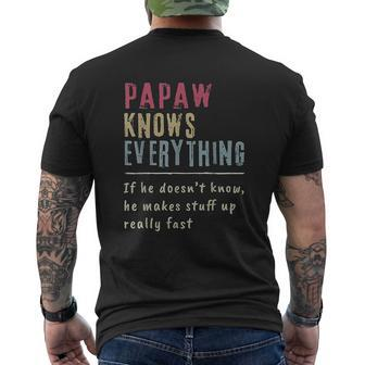 Papaw Know Everything Grandpa Mens Back Print T-shirt - Thegiftio