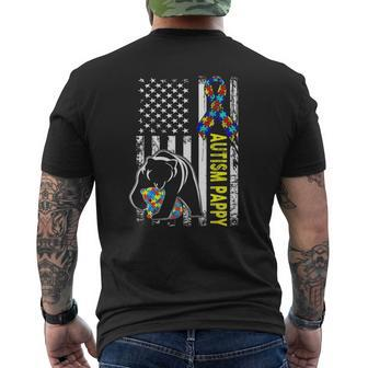 Pappy Autism Awareness American Flag For Men Dad Mens Back Print T-shirt | Mazezy
