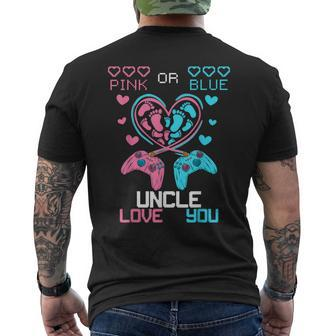 Parents Pink Or Blue Uncle Love You Baby Gender Reveal Men's T-shirt Back Print - Monsterry AU