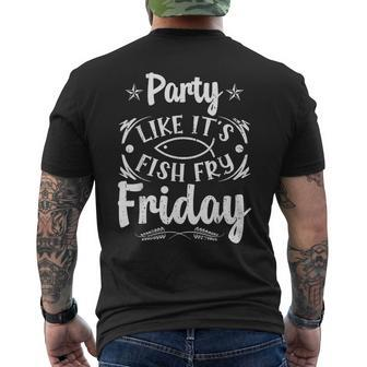 Party Like It's Fish Fry Friday Wisconsin Midwest Culture Men's T-shirt Back Print | Mazezy UK