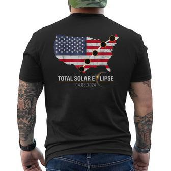 Path Of Totality America Usa Map Total Solar Eclipse 2024 Men's T-shirt Back Print - Thegiftio UK
