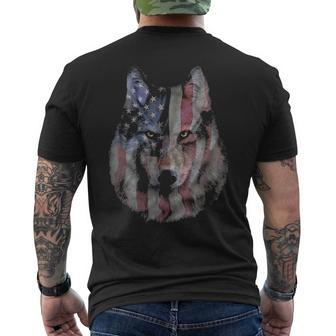 Patriotic America Grey Wolf Bust Usa Men's T-shirt Back Print | Mazezy
