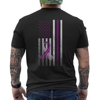 Patriotic American Flag Alzheimers Awareness Purple July 4Th Men's T-shirt Back Print - Monsterry