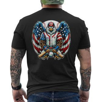 Patriotic Baseball Usa Flag Independence Day & Father's Day Men's T-shirt Back Print - Thegiftio UK