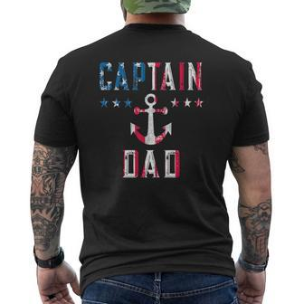 Patriotic Captain Dad American Flag Boat Owner 4Th Of July Mens Back Print T-shirt | Mazezy AU