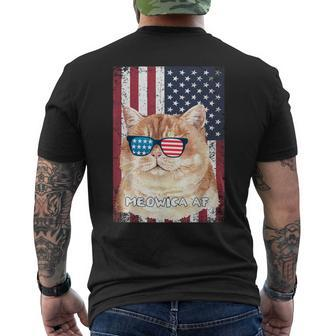 Patriotic Cat Meowica Af 4Th Of July Usa American Flag Men's T-shirt Back Print - Monsterry DE