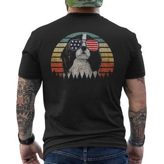 Patriotic Cavalier King Charles Spaniel American Flag Dog Men's T-shirt Back Print | Mazezy