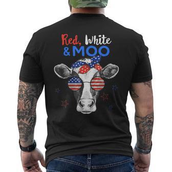 Patriotic Cow Usa Flag 4Th Of July Red White And Moo Men's T-shirt Back Print - Monsterry UK