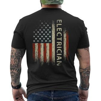 Patriotic Electrician American Usa Flag Men's T-shirt Back Print | Mazezy