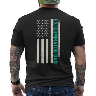 Patriotic Extermination Exterminator Dad American Flag Men's T-shirt Back Print - Monsterry