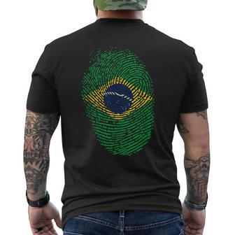 Patriotic Fingerprint Brazil Brazilian Flag Men's T-shirt Back Print - Monsterry CA