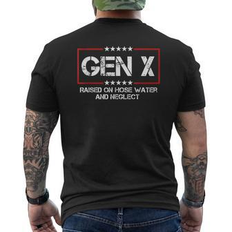 Patriotic Gen X Raised On Hose Water & Neglect Vintage Men's T-shirt Back Print | Mazezy DE