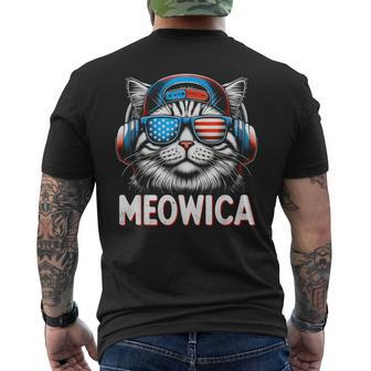 Patriotic Meowica 4Th Of July Cat American Flag Usa Kitty Men's T-shirt Back Print - Thegiftio UK