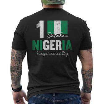 Patriotic Nigeria Independence Day Vintage Nigerian Flag Men's T-shirt Back Print - Monsterry