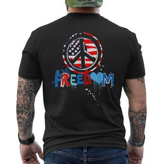 Patriotic Peace Sign Usa Flag Freedom Vote Men's T-shirt Back Print - Monsterry