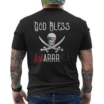 Patriotic Pirate Saying God Bless America Arrr Mens Back Print T-shirt | Mazezy