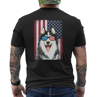 Patriotic Siberian Husky Dog 4Th Of July Usa American Flag Mens Back Print T-shirt - Thegiftio