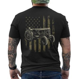 Patriotic Tractor American Flag Tractor Farm Men's T-shirt Back Print | Mazezy