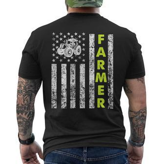 Patriotic Tractor Flag Farmer Men's T-shirt Back Print | Mazezy