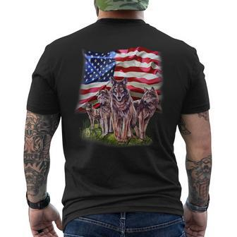 Patriotic Usa Wolves Pack North America Wolf Men's T-shirt Back Print - Monsterry AU