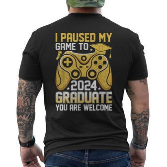 I Paused My Game To Graduate Class Of 2024 Gamer Graduation Men's T-shirt Back Print - Monsterry UK