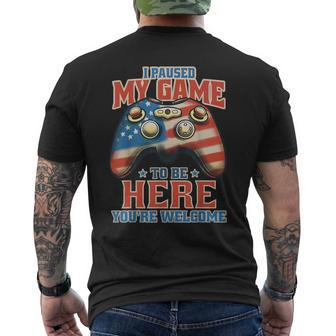 I Paused My Game To Be Here You're Welcome Retro Gamer Men's T-shirt Back Print - Monsterry UK