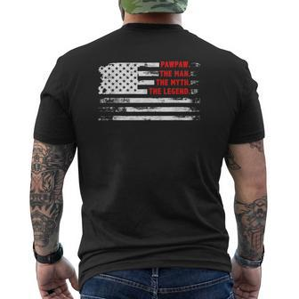 Pawpaw The Man Myth Legend American Usa Flag Father’S Day Mens Back Print T-shirt | Mazezy