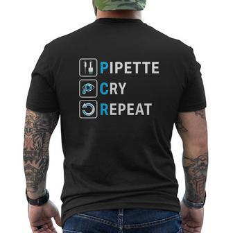 Pcr Pipette Cry Repeat For Dna Lab Scientists V2 Mens Back Print T-shirt - Thegiftio UK