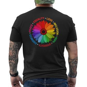 Peace Equality Love Inclusion Hope Diversity Kindness Mens Back Print T-shirt - Thegiftio UK