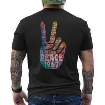 Peace Hand Sign Peace Sign Vintage Hippie T-Shirt mit Rückendruck - Seseable